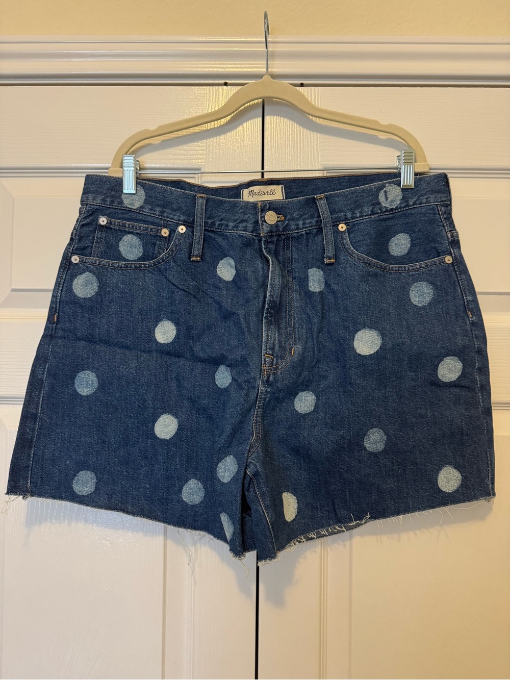 Madewell Blue Polka Dot Denim Shorts